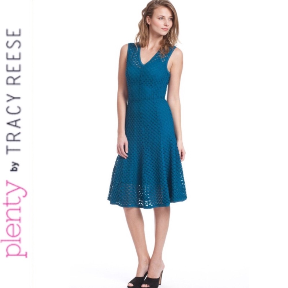 PLENTY BY TRACY REESE Blue Godet Dress Sz XS / P